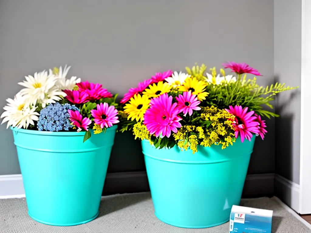 Dicas baldes para decoracao com tinta spray e adesivos decorativos