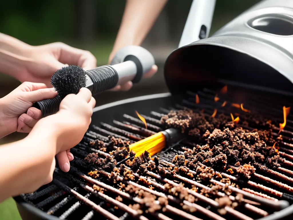 Fotos como varrer e limpar sua area de churrasco com uma vassoura de cerdas grossas