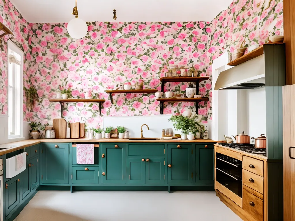 Romantismo na Cozinha: Papel de Parede Floral