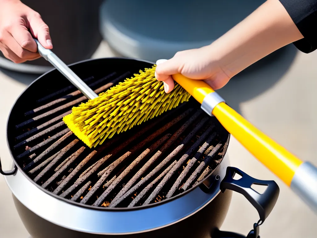 Ideias como varrer e limpar sua area de churrasco com uma vassoura de cerdas grossas