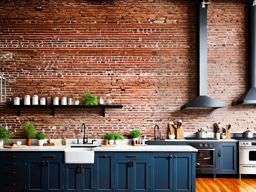 Ideias cozinhas parede tijolinhos estilo rustico elegante